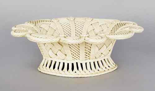 Appraisal: English creamware basket th c h w