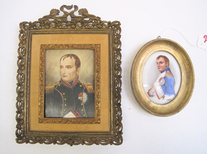 Appraisal: TWO MINIATURE PAINTINGS OF NAPOLEON the first rectangular on copper