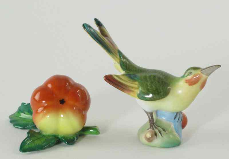 Appraisal: Herend Bird and Fruit Figureseach realistically and colorfully hand painted