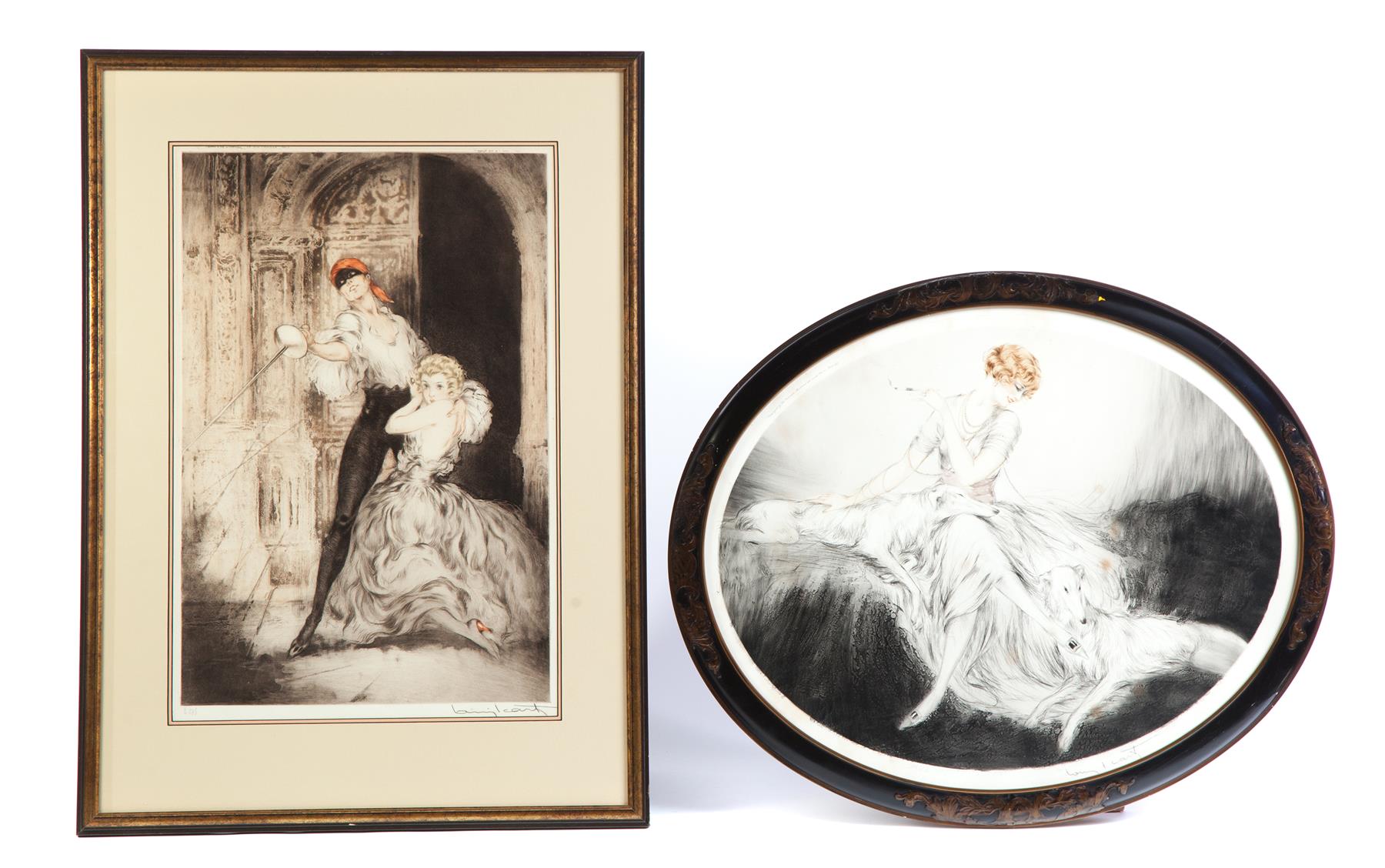 Appraisal: TWO SIGNED LOUIS ICART PRINTS France st quarter- th century