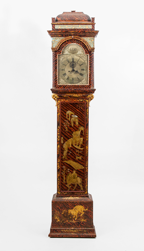 Appraisal: GEORGE III JAPANNED AND PARCEL-GILT LONGCASE CLOCK DIAL SIGNED MINFHULL