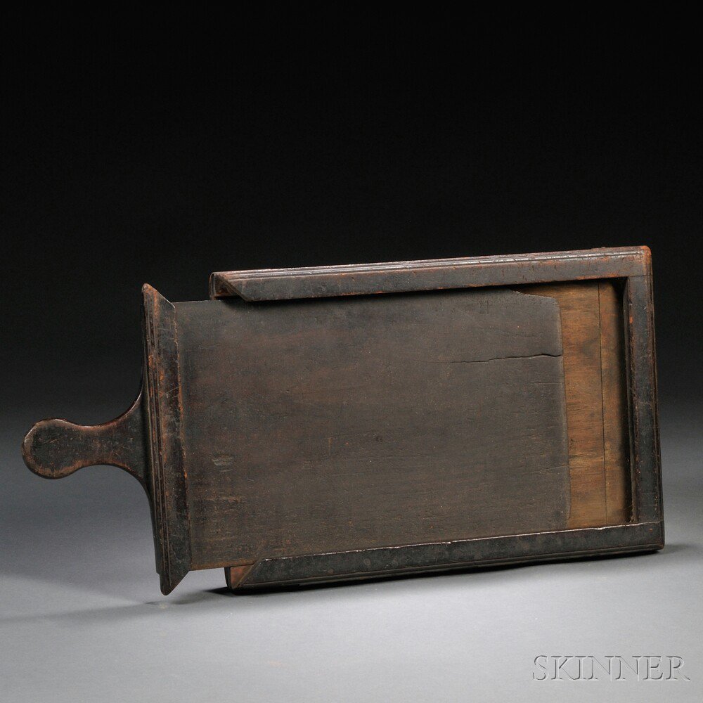 Appraisal: Black-painted Wooden Galley and Slice Wood Type Printing Device America