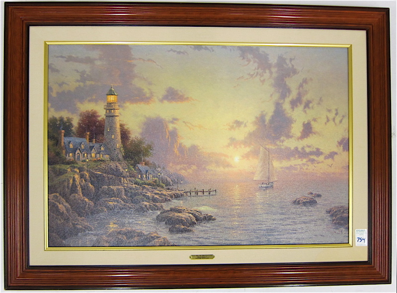 Appraisal: THOMAS KINKADE EMBELLISHED PRINT ON CANVAS American - Titled The