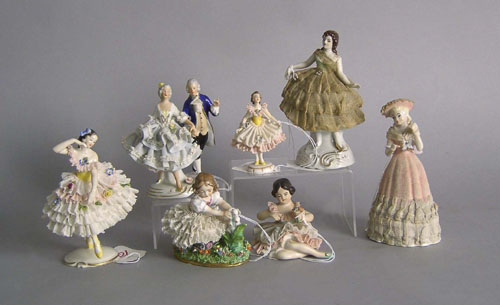 Appraisal: Seven porcelain figures tallest - h