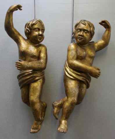 Appraisal: Pair of Antique Italian Putti Carved and gilded wood From