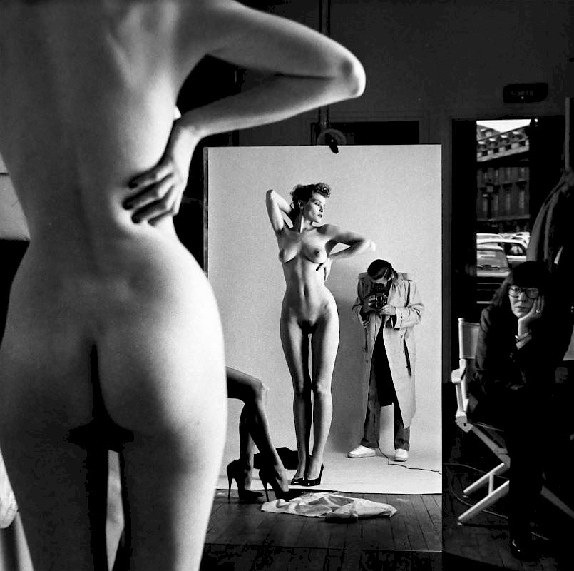 Appraisal: Helmut Newton Self Portrait with Wife and Models Paris Helmut