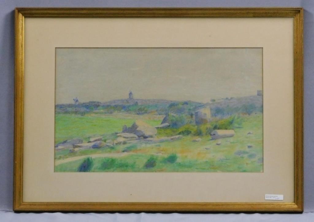 Appraisal: CT Europe framed and glazed watercolor painting Depicts a landscape