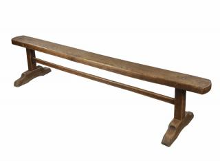 Appraisal: Oak or Elmwood Rustic Bench th th Century Of simple