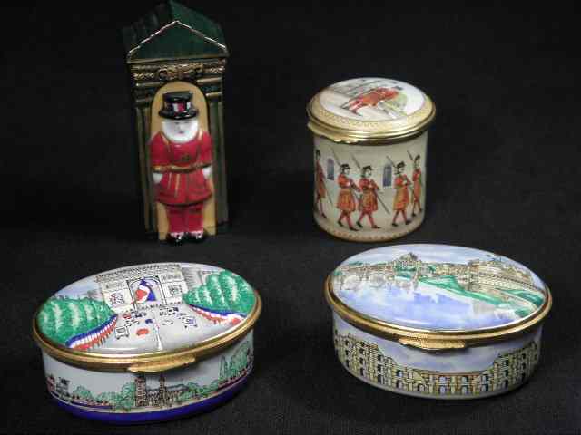 Appraisal: Lot of four assorted enameled trinket boxes Includes a ''