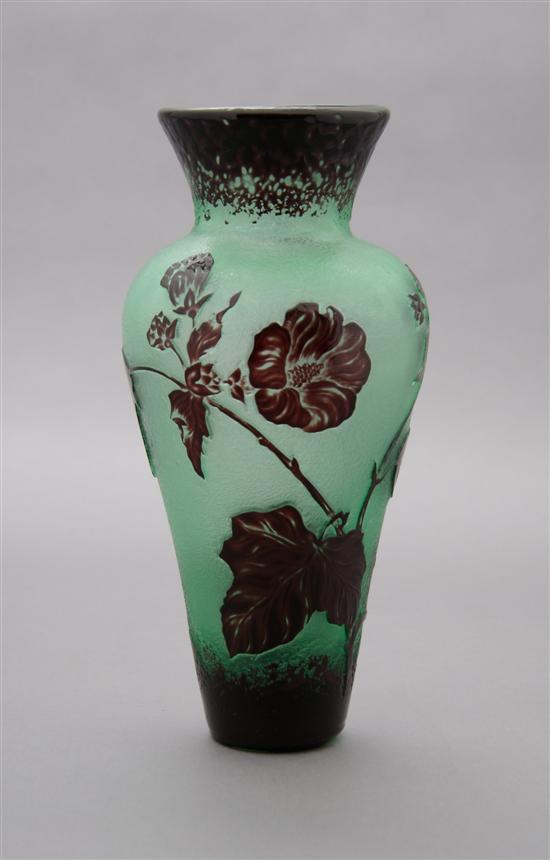 Appraisal: A Vallerystahl Cameo Glass Vase Height inches