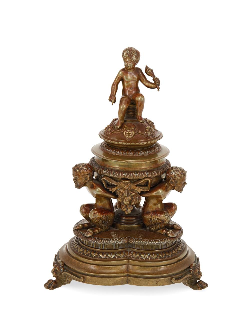 Appraisal: A bronze figural inkwell Late th early th century The