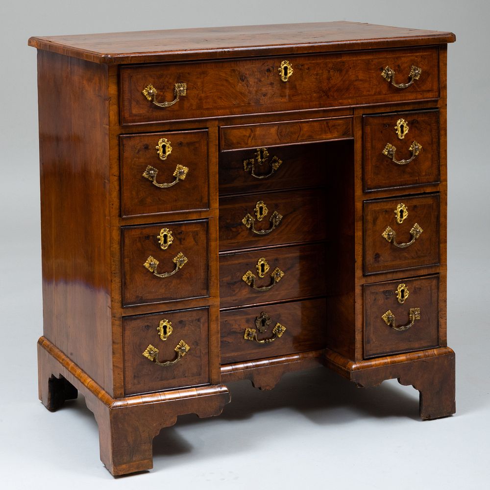 Appraisal: George I Inlaid Burl Walnut Dressing Table Fitted with a