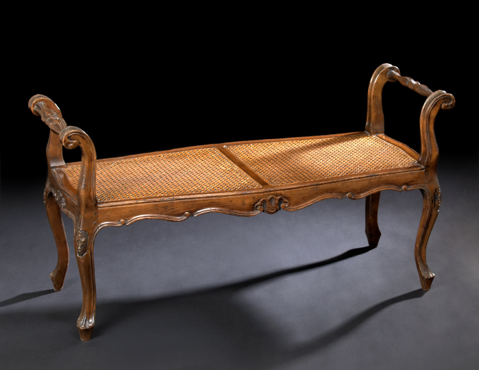 Appraisal: Provincial Louis XV-Style Fruitwood Window Seat fourth quarter th century