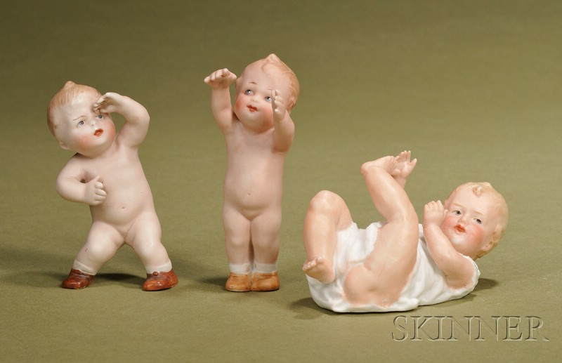 Appraisal: Three Small Heubach Figurines Germany c tinted bisque figures includes