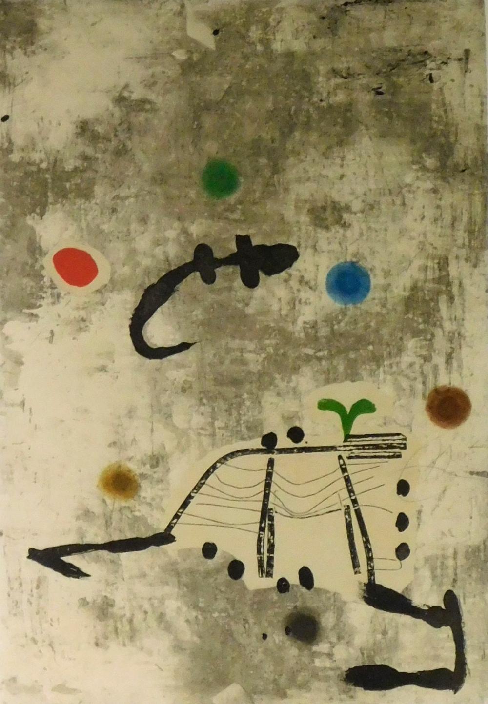 Appraisal: Joan Miro Spanish - Personatge I Estels aquatint and woodcut