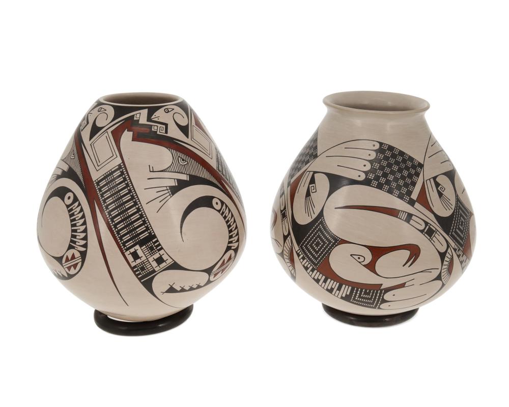 Appraisal: Two Mata Ortiz pottery vessels by C sar Dominguez Late