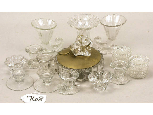 Appraisal: Box of glassware including excellent set of Heisey marked salts