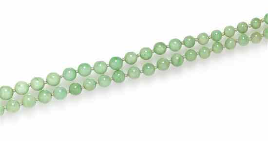 Appraisal: A Single Strand Graduated Jadeite Bead Necklace containing beads measuring