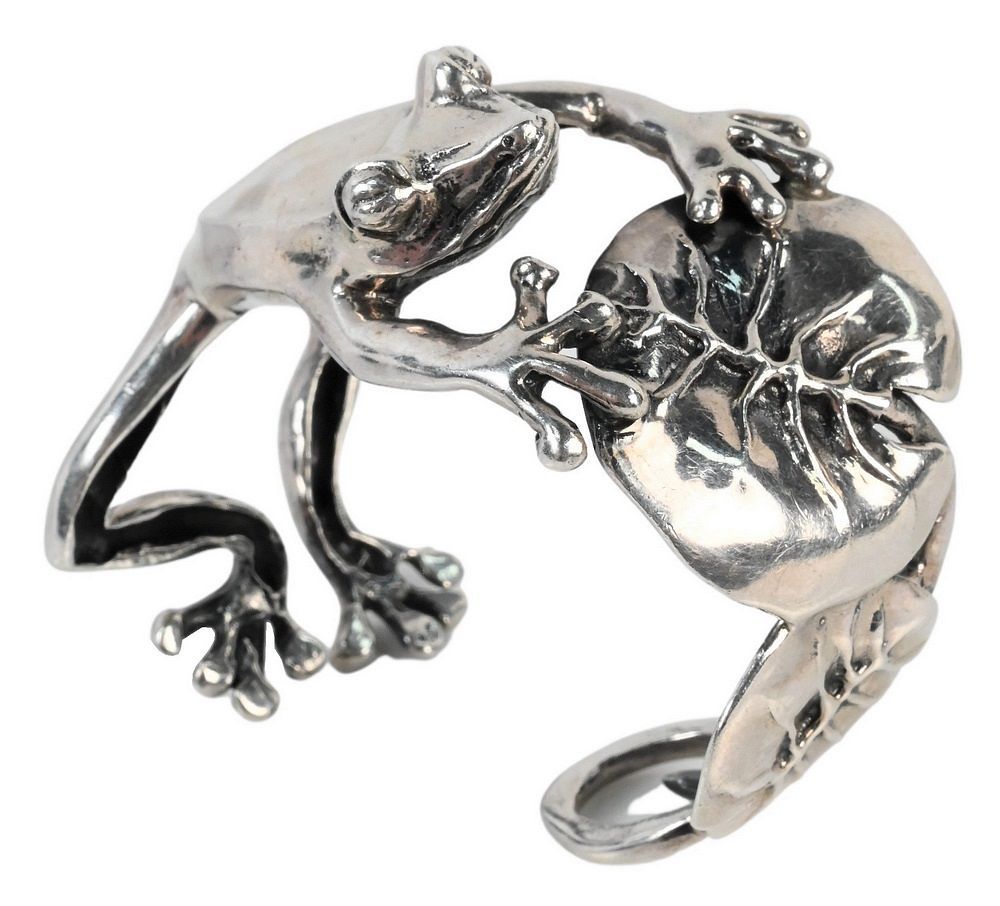 Appraisal: Castillo Silver Frog Bracelet t oz Castillo Silver Frog Bracelet