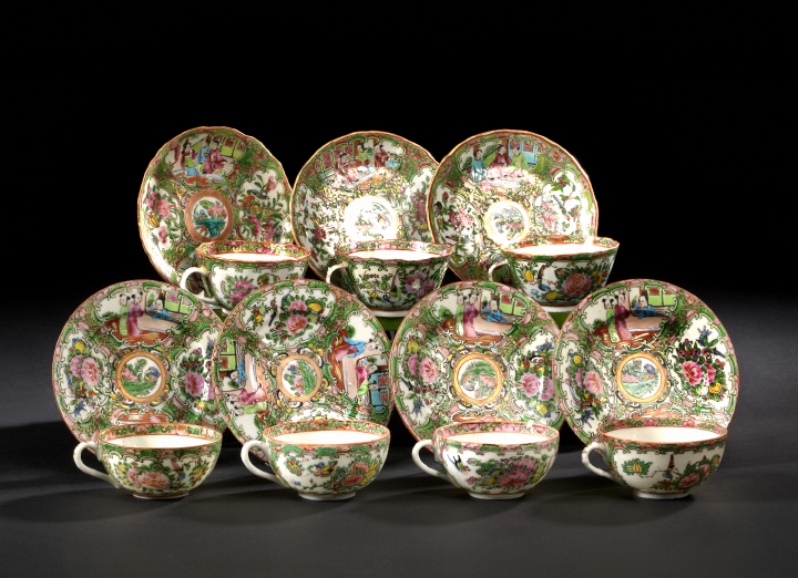 Appraisal: Group of Fourteen Chinese Export Porcelain Cups and Saucers late