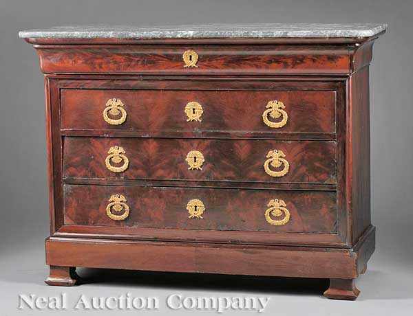 Appraisal: A French Restauration Mahogany Commode c original Prussian marble top