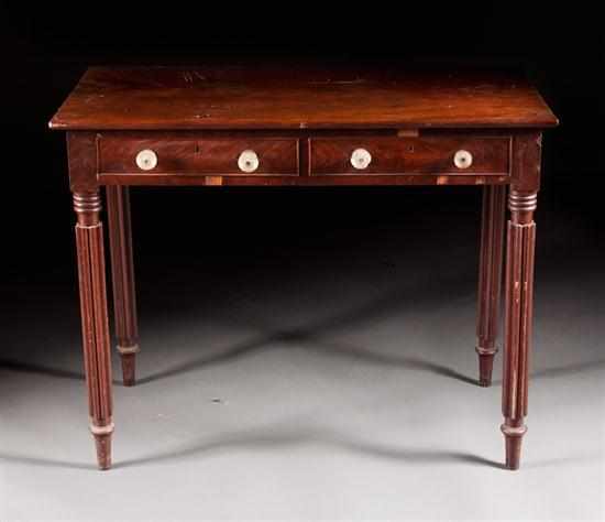 Appraisal: American Classical carved mahogany desk Baltimore circa two-drawer turned reeded