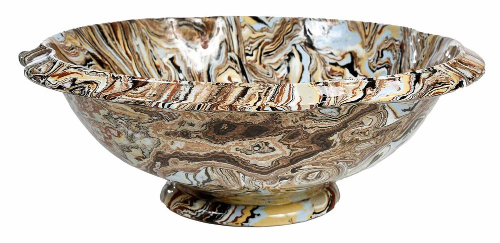 Appraisal: Large English Agateware Basin attributed to Copeland Garrett mid th