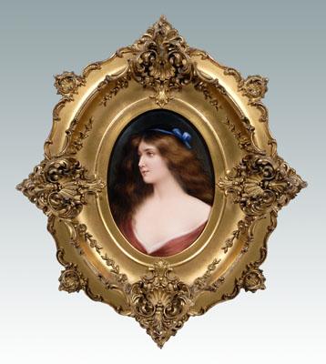 Appraisal: KPM porcelain plaque signed Wagner inscribed verso Reveuse beauty with