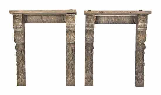 Appraisal: A Pair of Continental Painted Brackets each with a rectangular