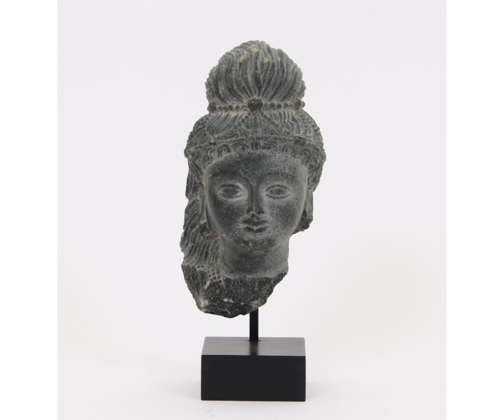 Appraisal: Grey Schist carved Buddha head Gandhar rd c h x