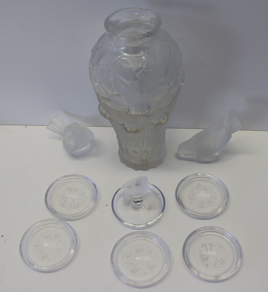 Appraisal: Lalique France Grouping Of Glass To inc a vase H