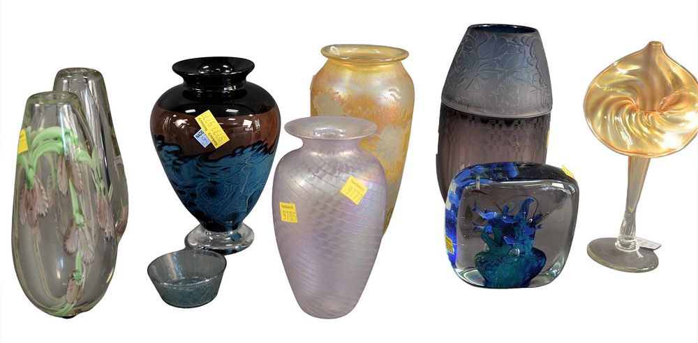 Appraisal: Group of Nine Art Glass Pieces to include pair of