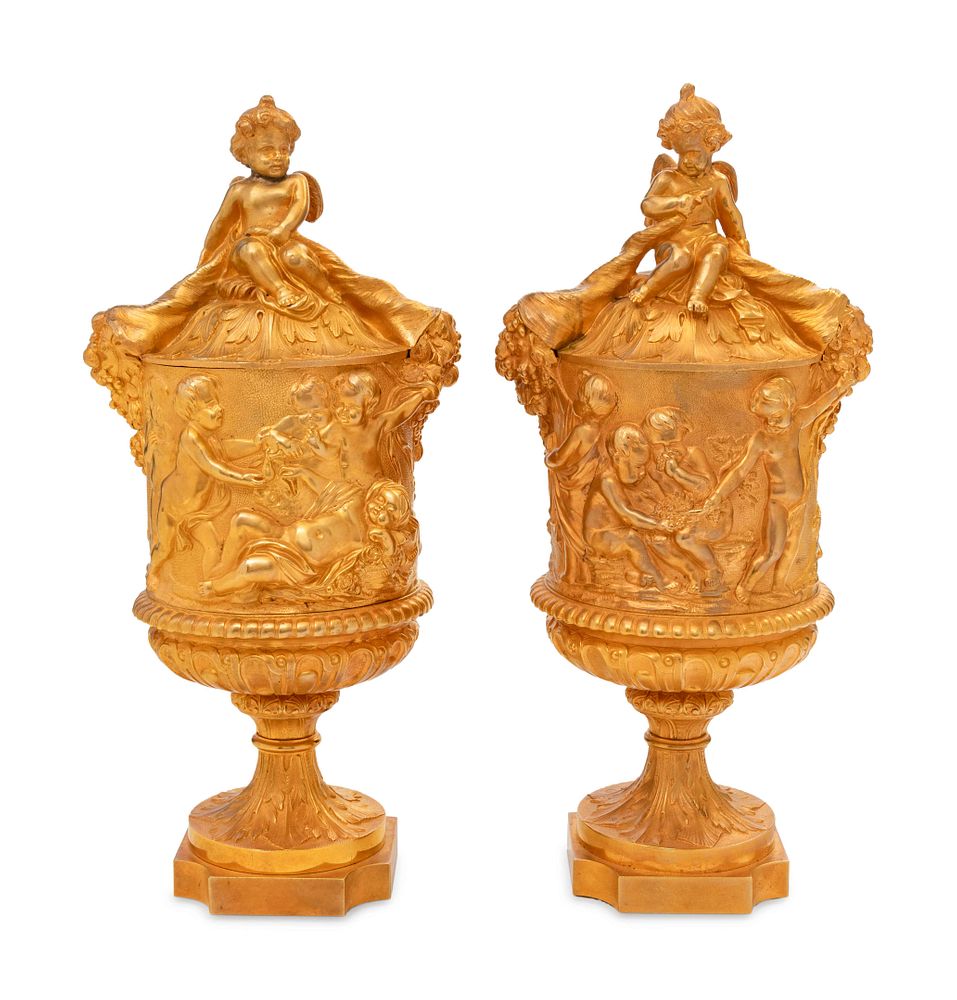 Appraisal: A Pair of Louis XV Style Gilt Bronze Covered Cache