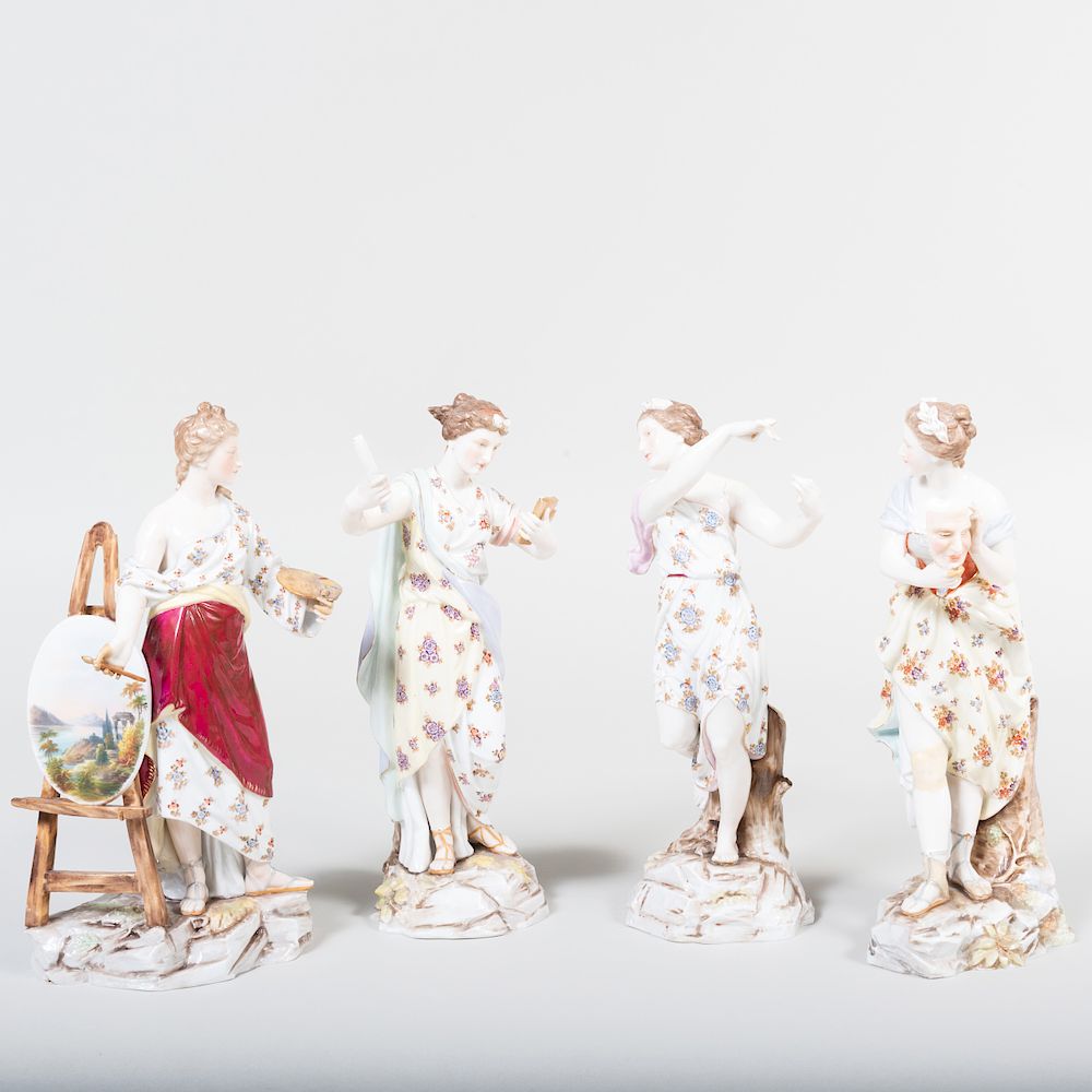 Appraisal: Group of Four Continental Porcelain Figures Representing the Arts Each