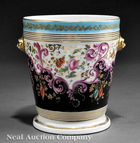 Appraisal: A Paris Porcelain Polychrome and Gilt-Decorated Cachepot and Stand th