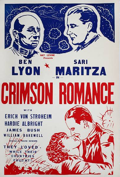 Appraisal: Crimson Romance Mascot Pictures Corporation one-sheet lithograph condition A linen-backed