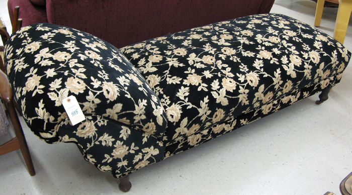 Appraisal: CHAISE LOUNGE American early th century floral tapestry brocade black