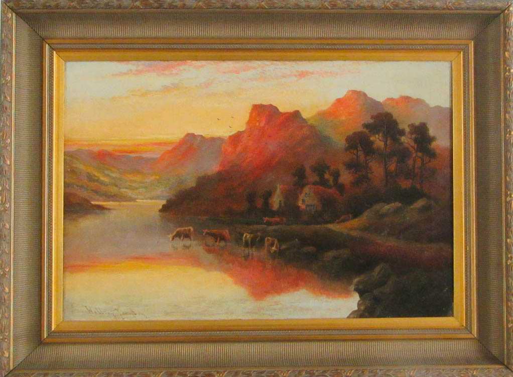 Appraisal: WILLIAM LANGLEY OIL ON CANVAS United Kingdom - Highland landscape