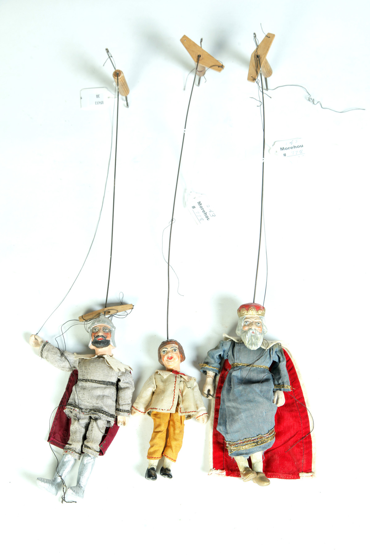 Appraisal: GROUP OF THREE MEDIEVAL-STYLE MARIONETTES European st quarter- th century