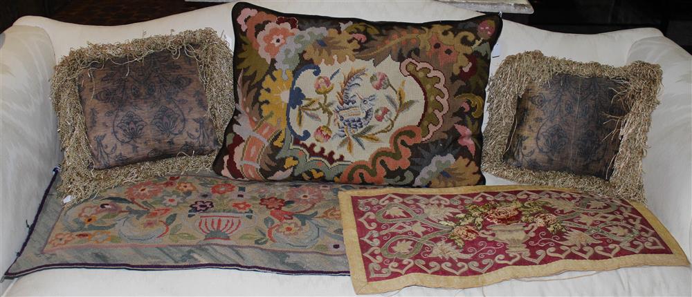 Appraisal: GROUP OF THREE MISCELLANEOUS NEEDLEWORK ITEMS TOGETHER WITH A PAIR