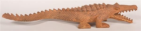 Appraisal: Vintage Folk Art Carved Softwood Alligator Vintage Folk Art Carved