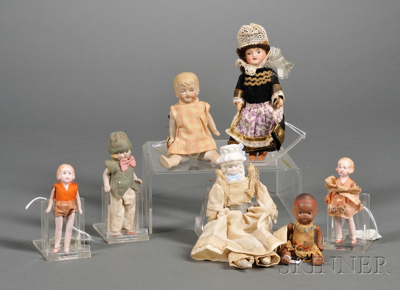 Appraisal: Seven Small Bisque Dolls France and Germany late th early