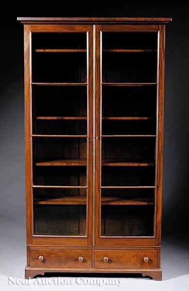 Appraisal: An American Late Classical Mahogany Bookcase c - molded cornice