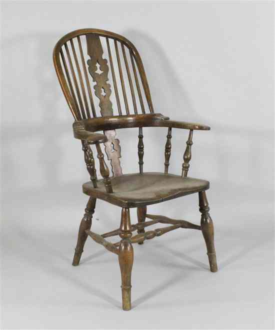 Appraisal: An early th century beech ash and elm Windsor chair