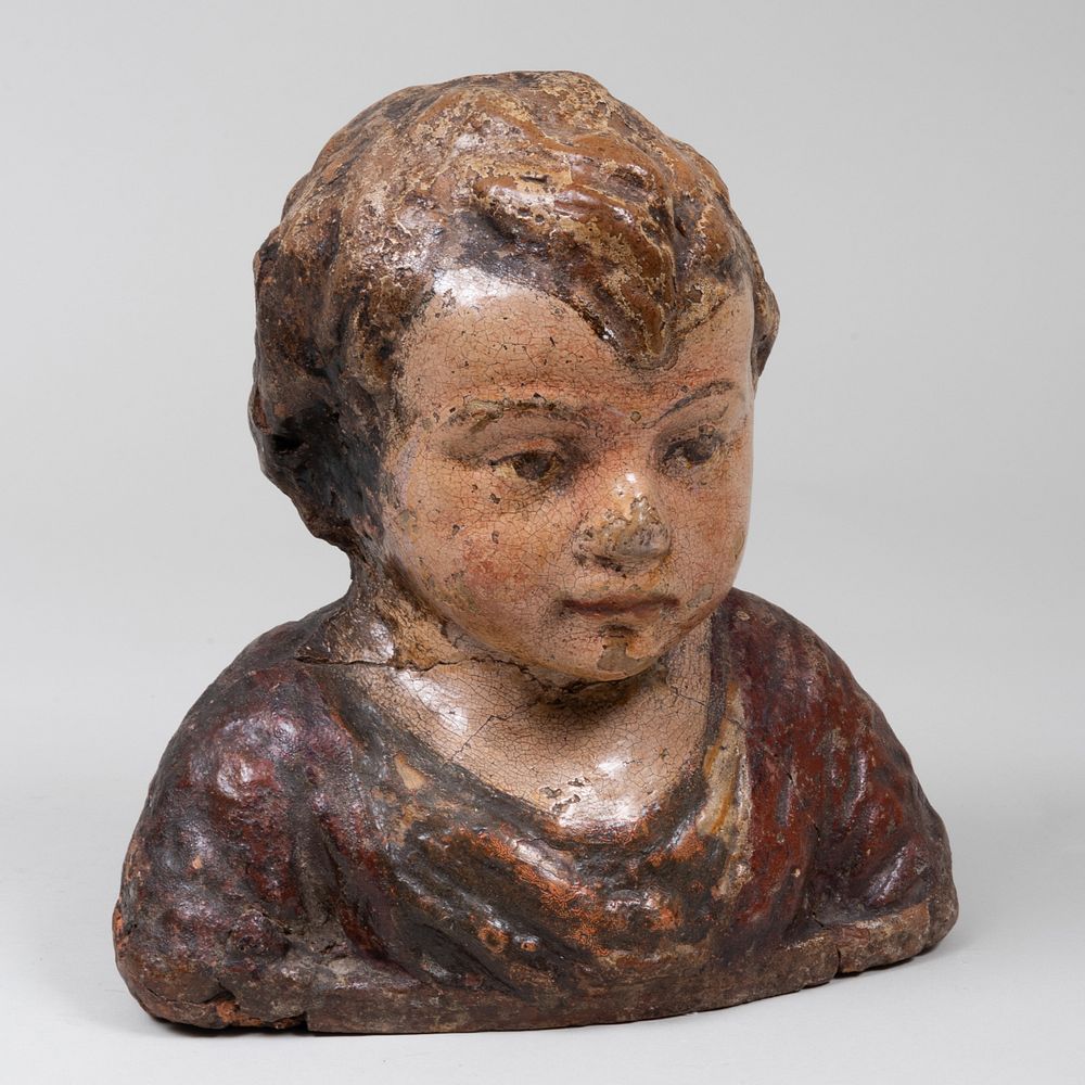 Appraisal: Italian Glazed Terracotta Bust of the Christ Child in high