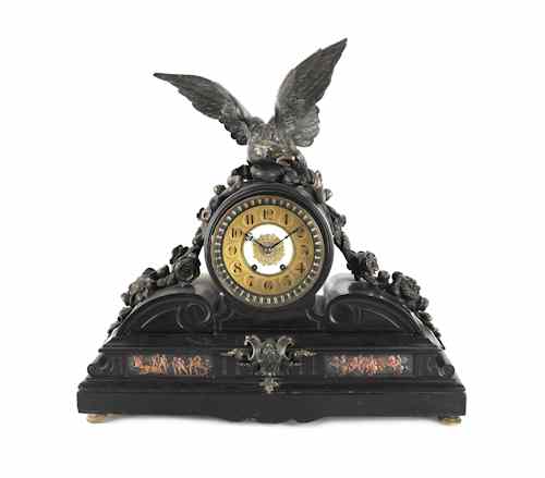 Appraisal: French Vincent slate and bronze mantel clock mid th c