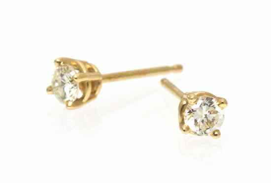 Appraisal: A Pair of Karat Yellow Gold and Diamond Stud Earrings