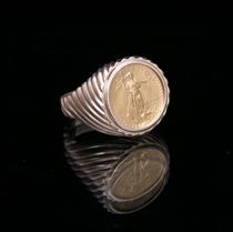 Appraisal: A Gentleman's Gold Coin Ring A five dollar U S