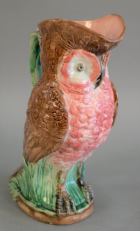 Appraisal: Majolica owl form jug ht in Majolica owl form jug