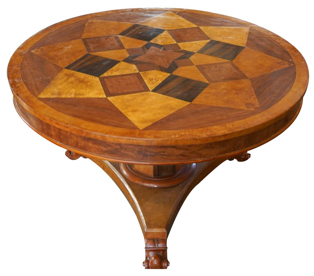 Appraisal: NEOCLASSIC STYLE INLAID CENTER TABLEcontemporary Condition some scratches and marks